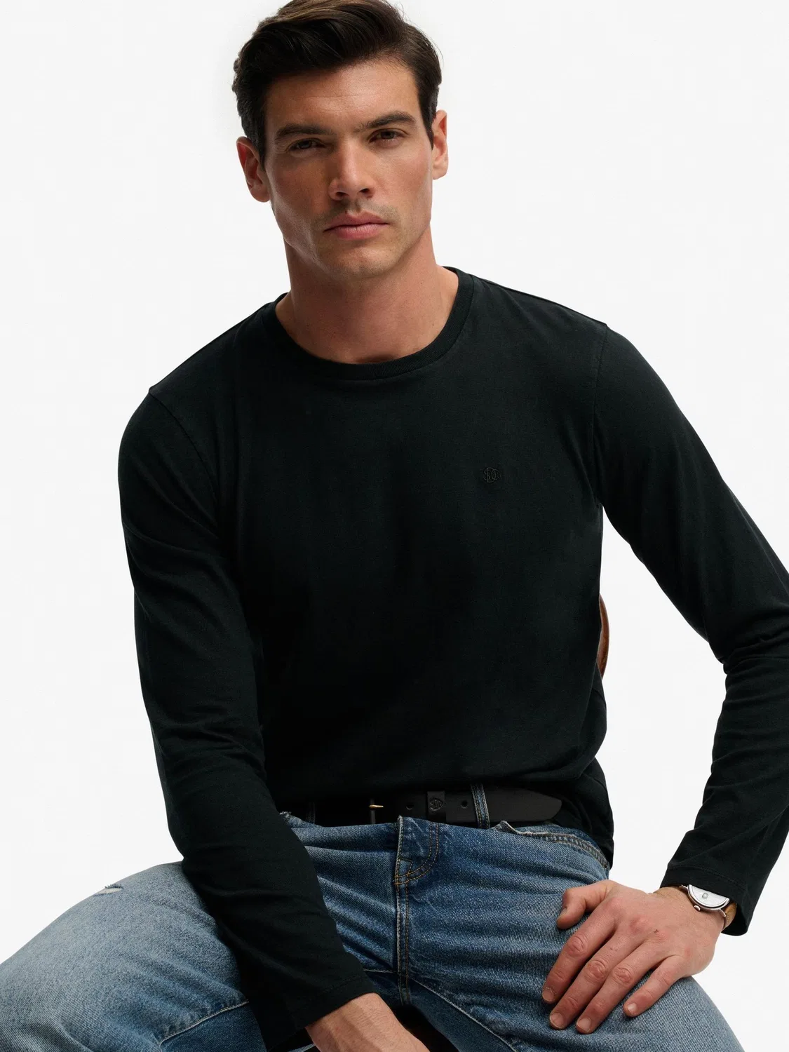 Футболка с длинным рукавом, свободный крой Superdry Classic, черный