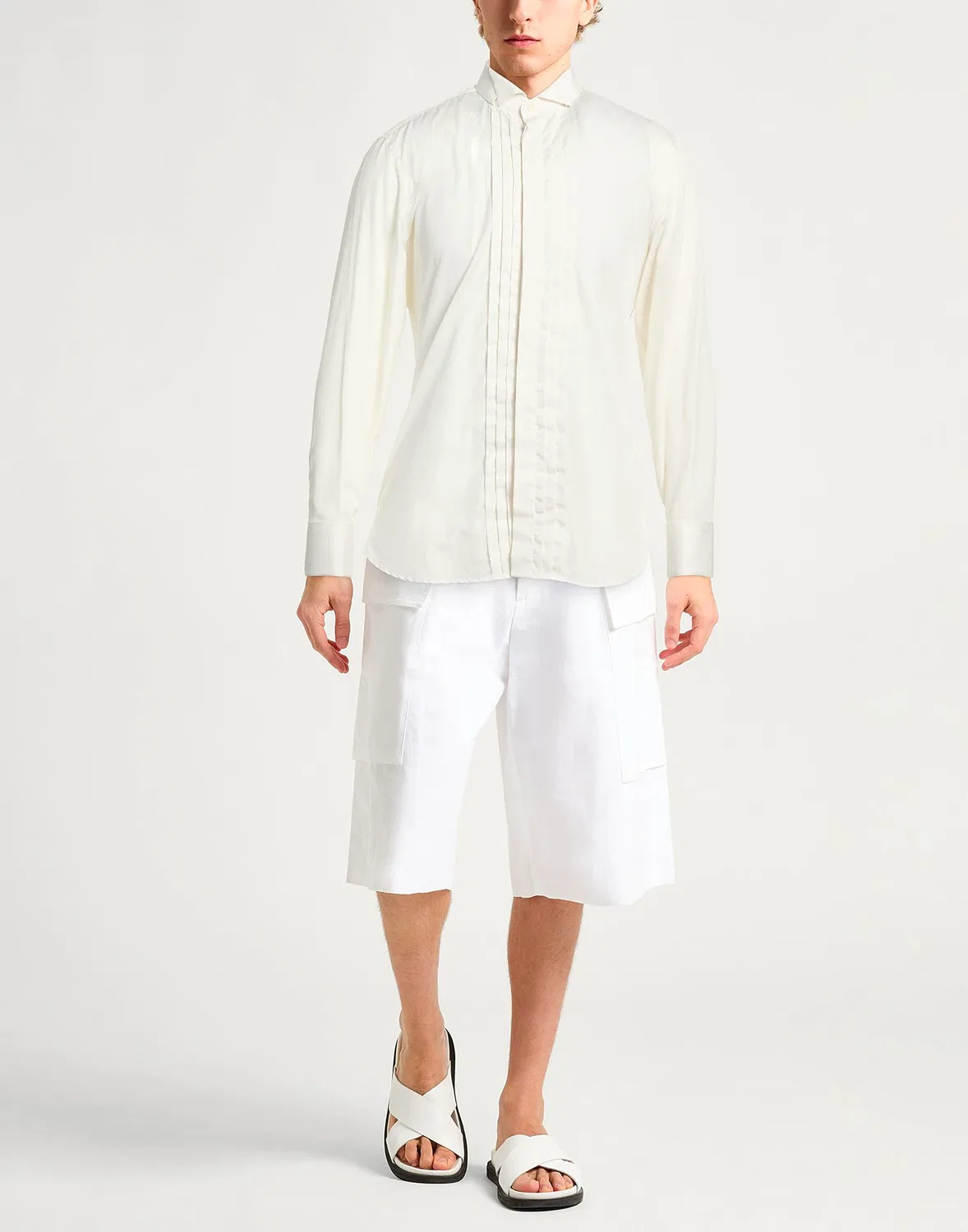 Рубашка мужская Gucci Long Shirt, с воротником-смокинг, белый — фото 2