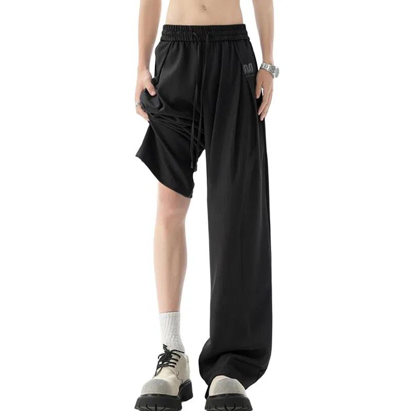 Детские брюки свободного кроя из тонкой ткани MINISO, Black (Natural Gray Pants Logo)
