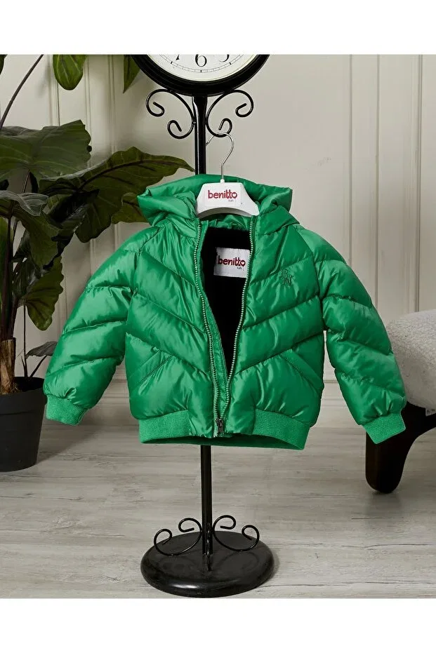 Детское зимнее пальто для мальчиков с капюшоном Benitto Kids, Green — фото 2