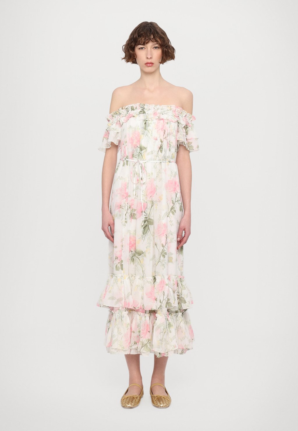 

Платье ROSE OFF SHOULDER ANKLE GOWN Needle & Thread, розовый
