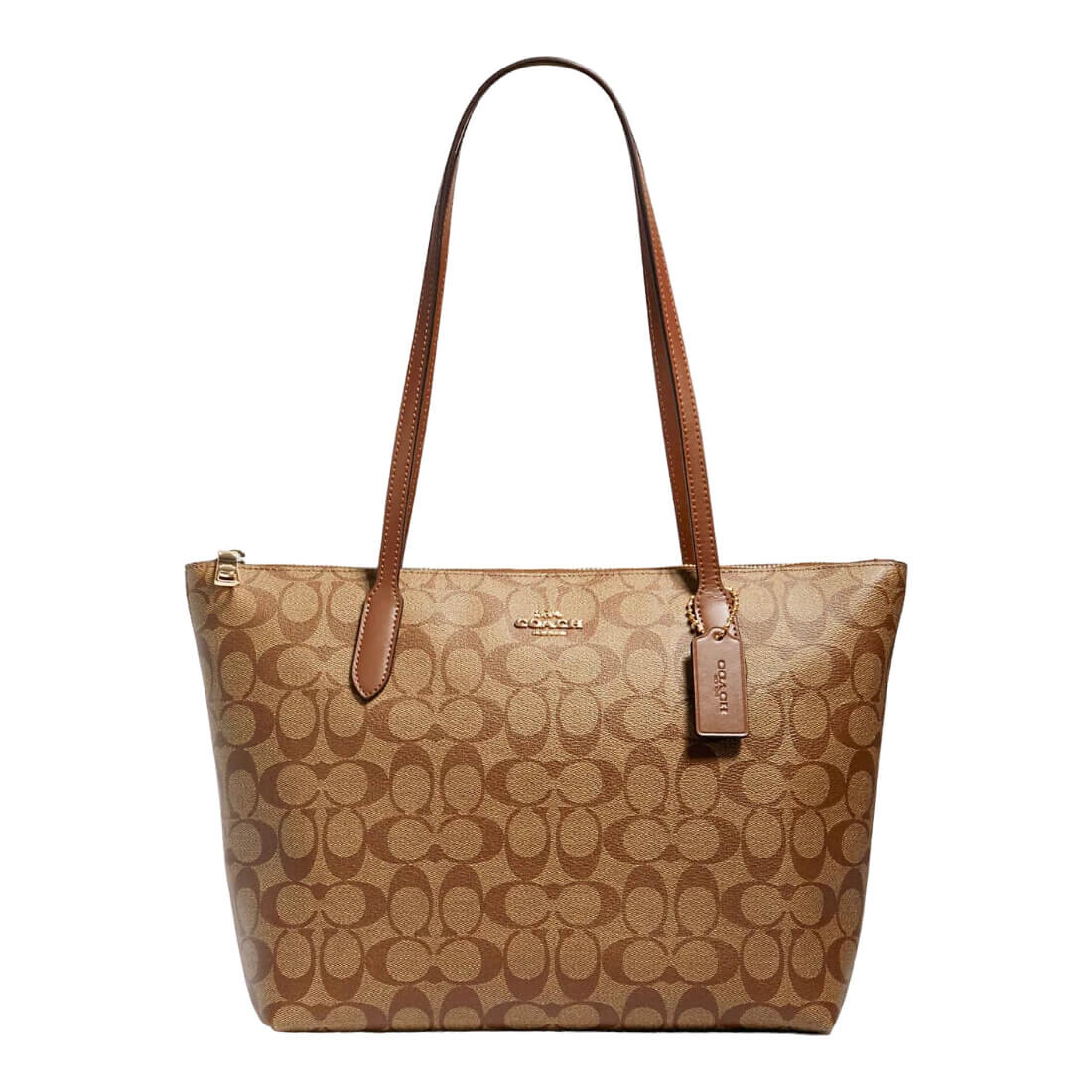 

Сумка Coach Outlet Zip Top Tote In Signature Canvas, светло-коричневый
