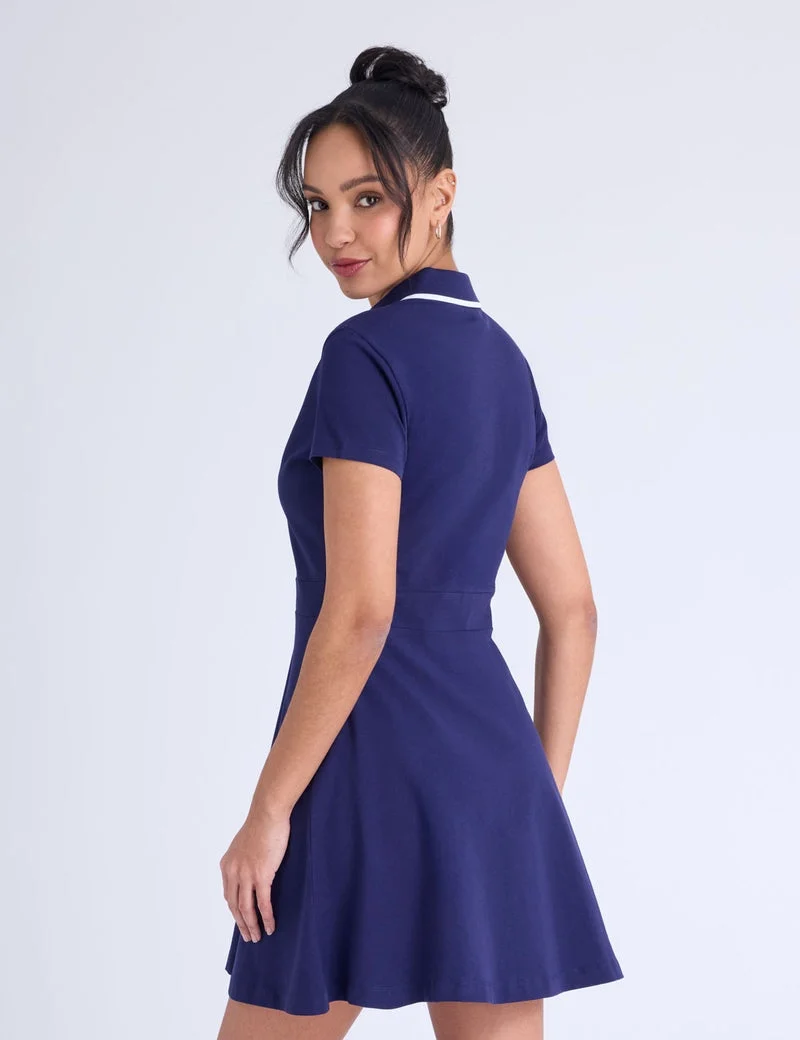 Женское платье U.S. Polo Assn. Signature Stripe Trim Swing Polo, темно-синий — фото 2