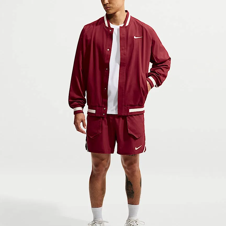 Мужская куртка-бомбер с бейсбольным воротником Team Red/Light Ivory White Nike, Team Red/Light Ivory White — фото 3