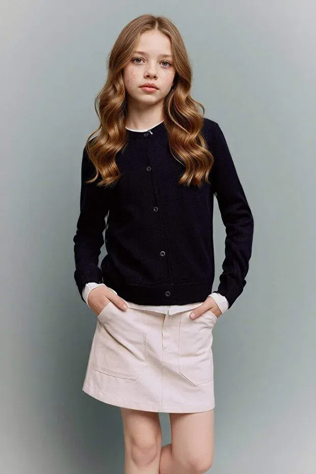 Детский кардиган для девочек из трикотажа Defacto, Navy Blue Nv42