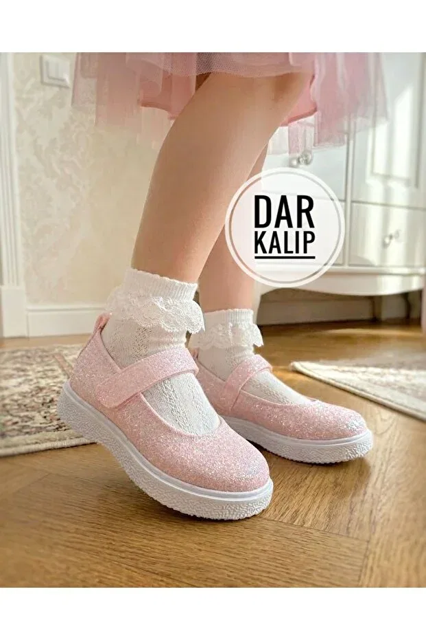 Детские балетки для девочек с принтом Surpie Shoes, Pink Glitter