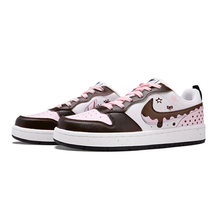 Детские повседневные кроссовки с кастомизированным дизайном Nike Court Borough 2, Pink Brown — фото 4