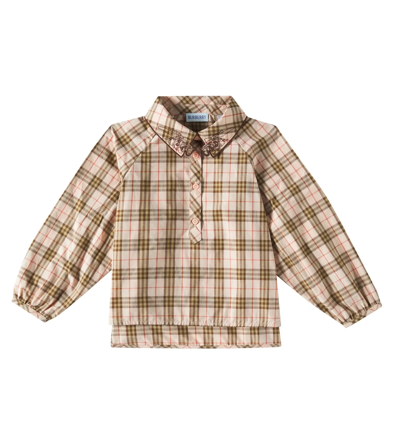 Блузка хлопковая Burberry Kids, бежевый
