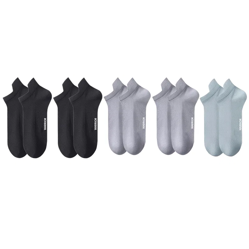 Детские носки-лодыжки с принтом, набор из 5 пар, WARRIOR, Black/Black/Gray/Gray/Blue