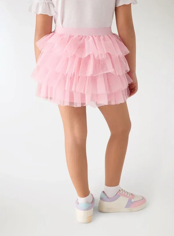 Юбка с завышенной талией A balze in - a-line skirt Terranova, розовый — фото 3