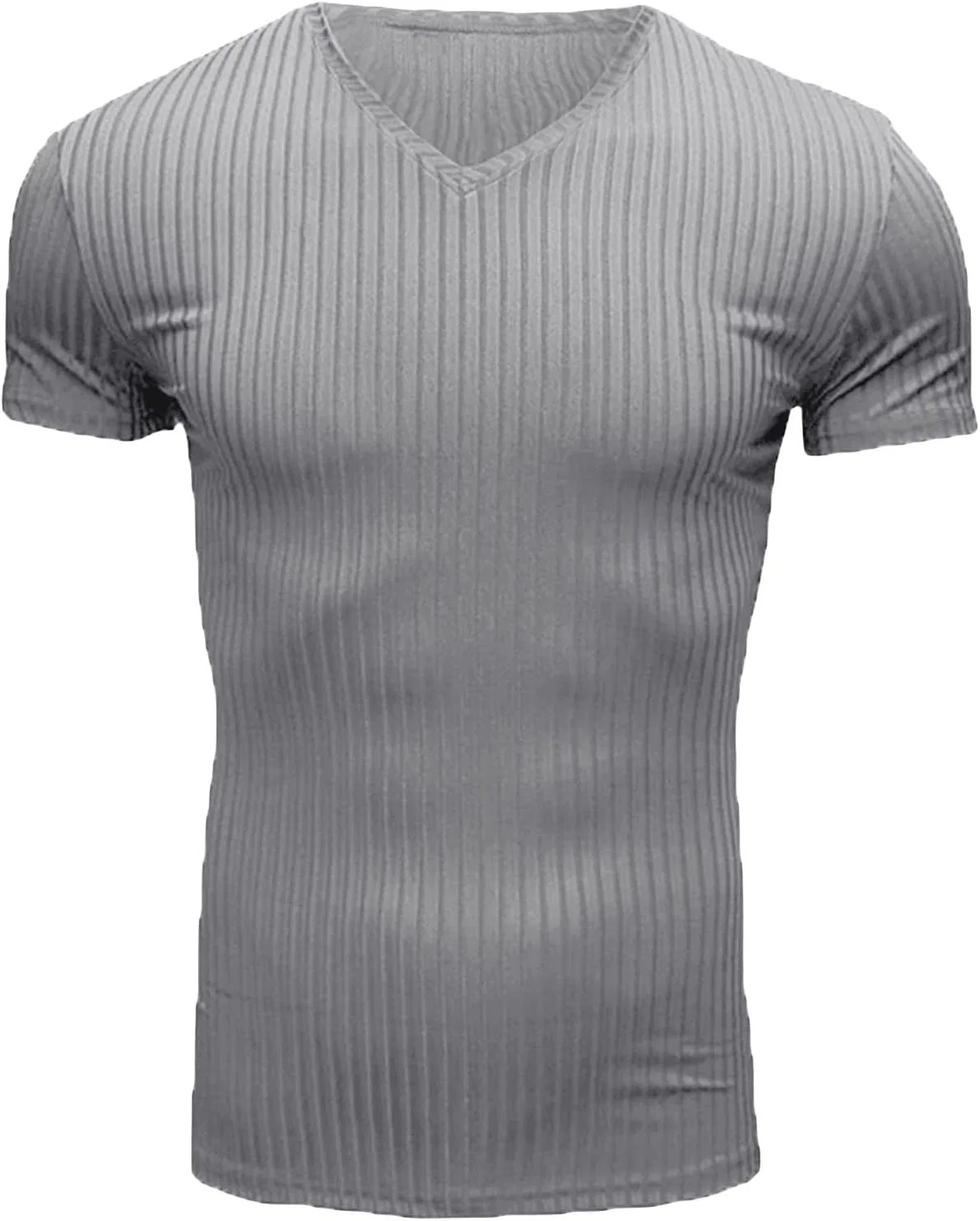 Мужская хенли-футболка Ribbed Slim Fit Bodybuilding, Light Grey