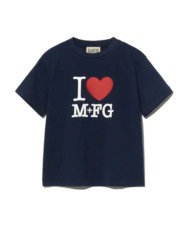 Футболка с принтом I Love Mfg, Marithé Kids, темно-синяя — фото 2