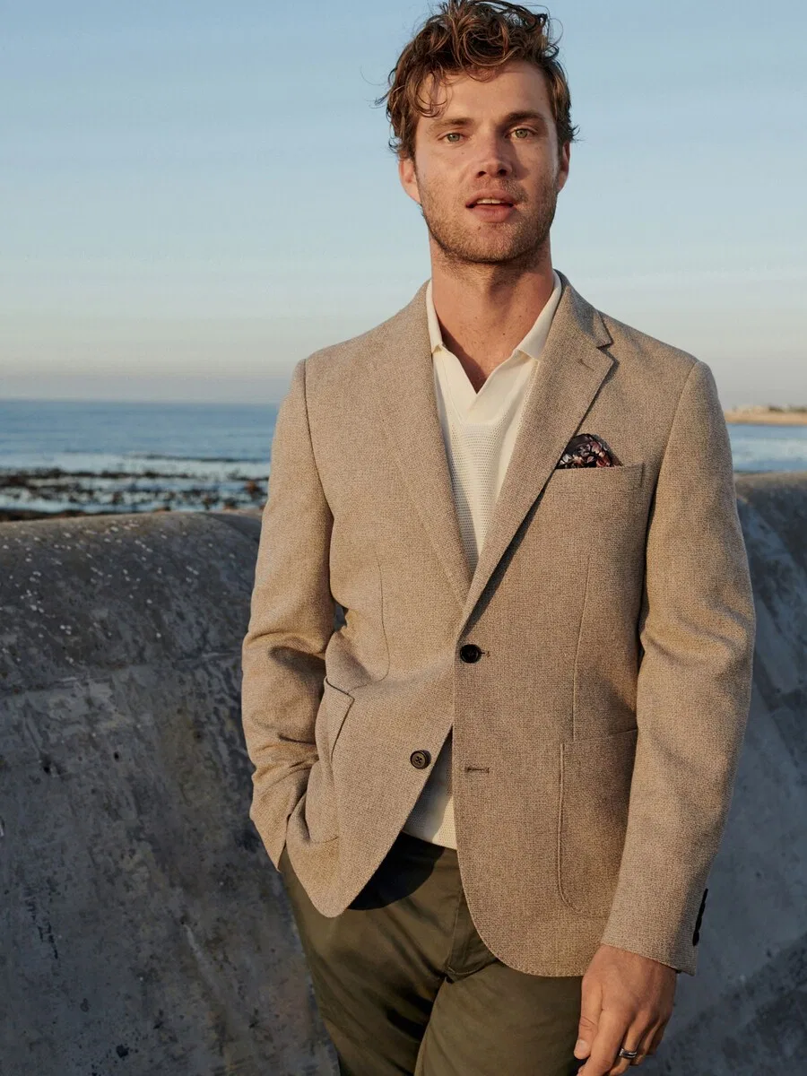 Пиджак Next Slim fit 'Nova Fides' в цвете Stone — фото 2
