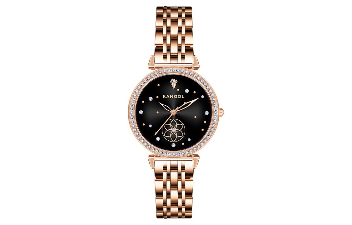 

KANGOL Часы Galaxy Of Love Quartz Movement Metal Strap Watch Women's Watch Black Dial -K602, (Steel) Six-Leaf Clover Diamond Black