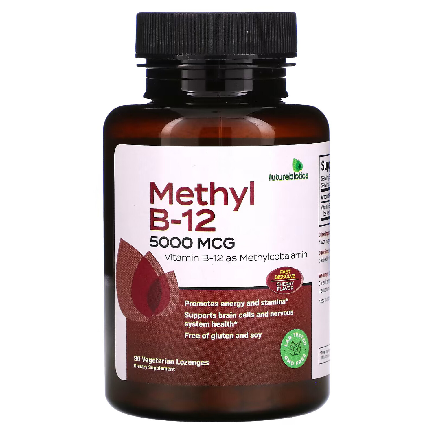 

FutureBiotics, Метил B-12, вишня, 5000 мкг, 90 вегетарианских леденцов