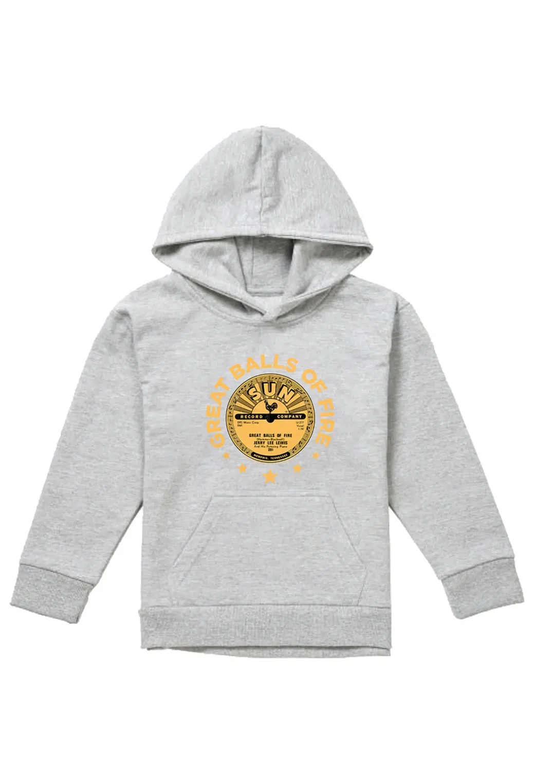 Детский худи с принтом Great Balls of Fire Sun Records, Athletic Heather