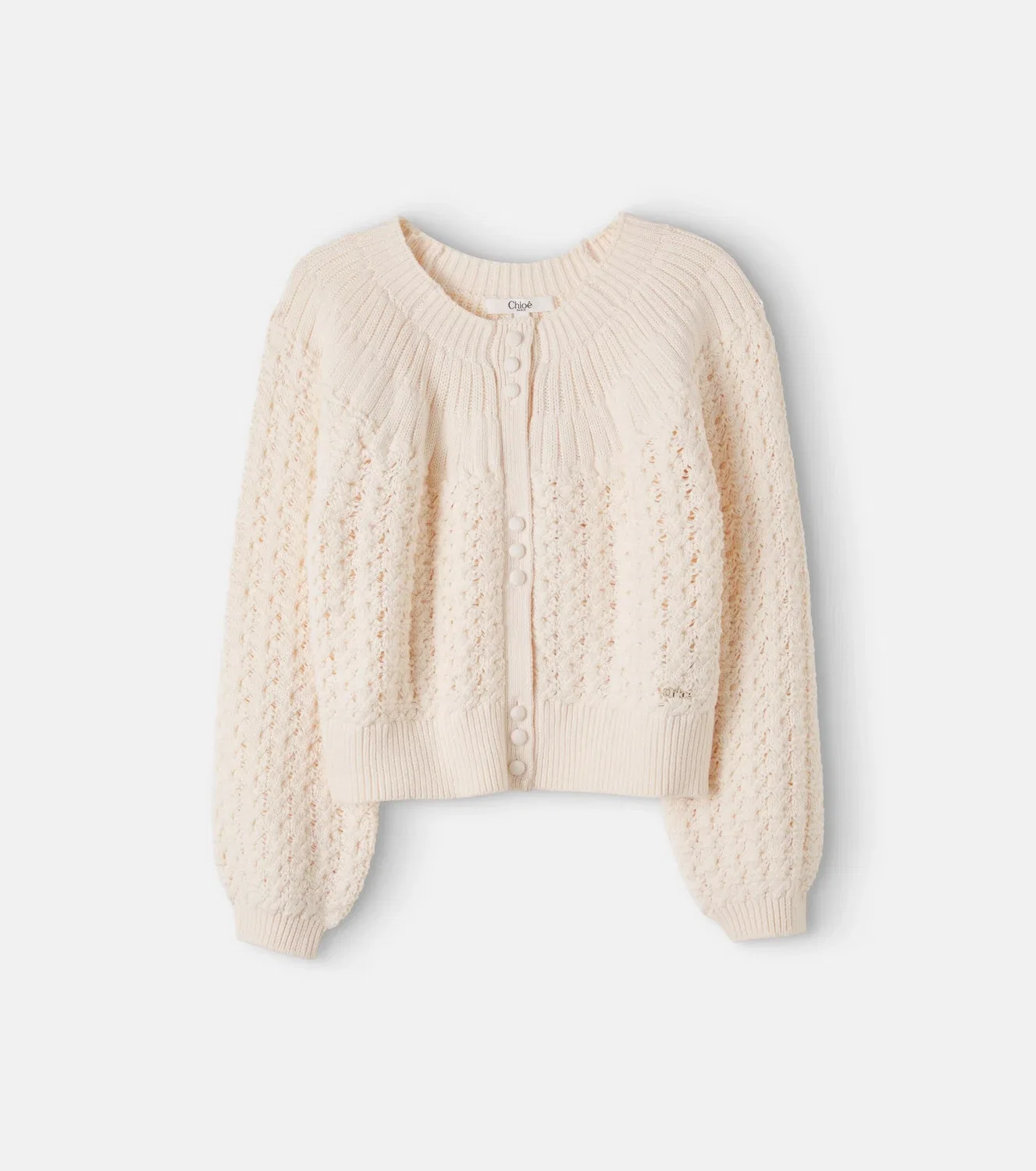 Кардиган хлопковый с пуговицами Chloé Kids, белый