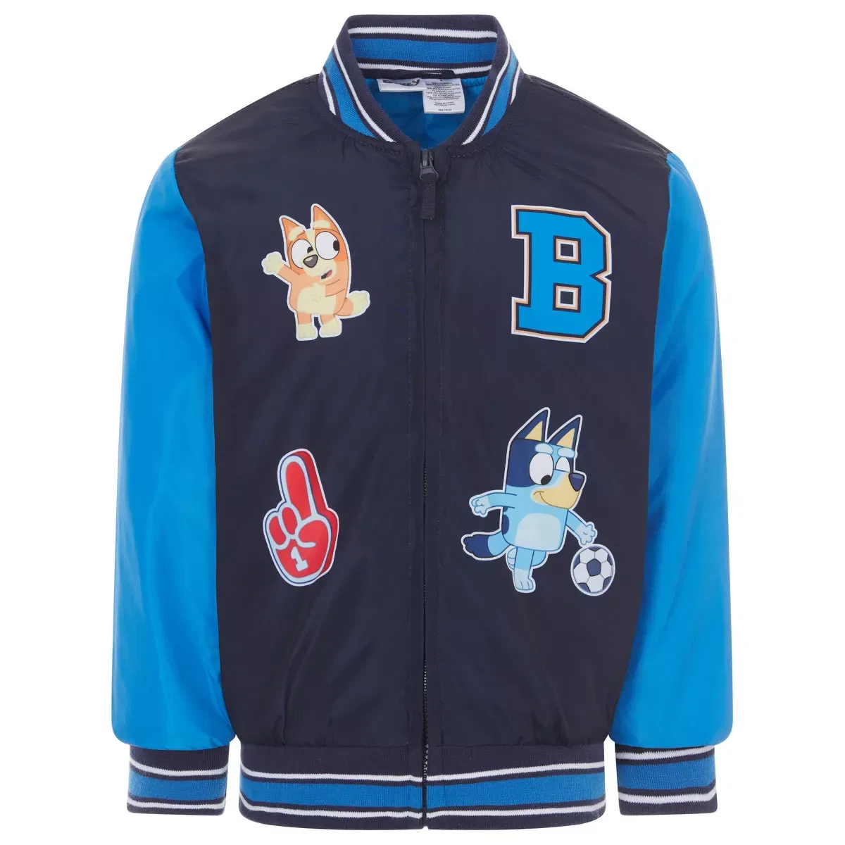 Детское пальто для мальчиков с принтом Bluey Varsity Zip Up Raglan Bomber Jacket Bluey, Navy Blue