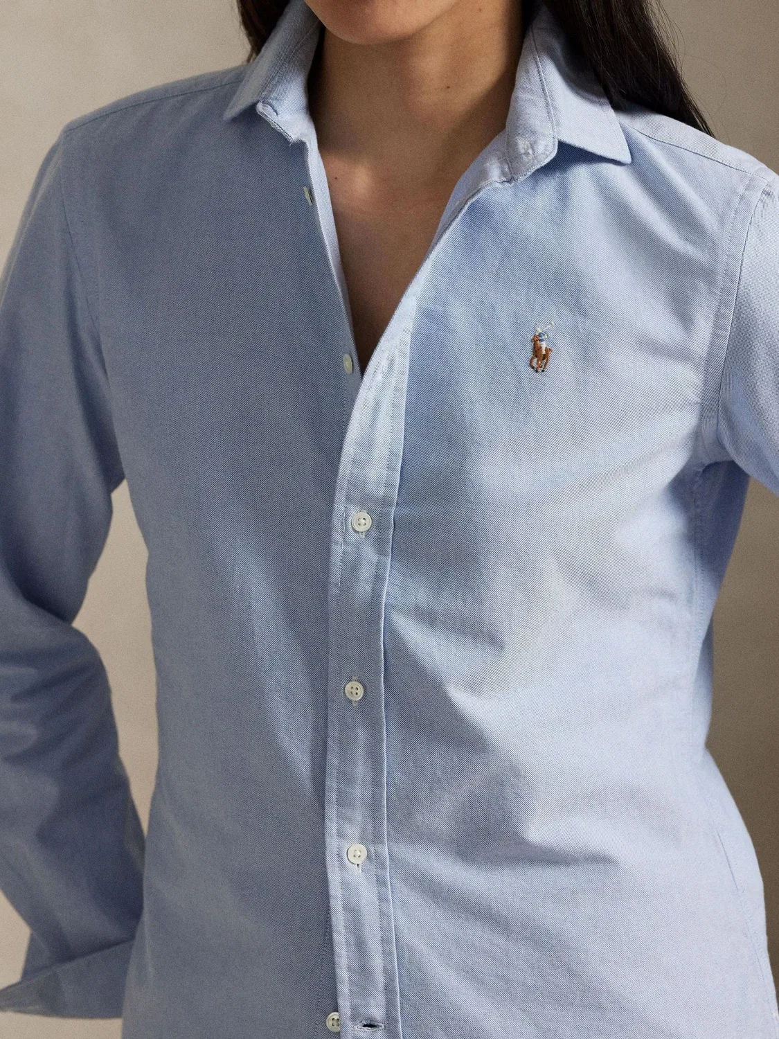 Рубашка Slim Fit, оксфордская Polo Ralph Lauren, синяя — фото 4