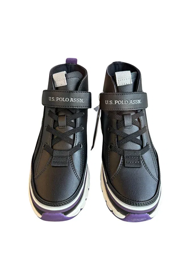 Детские ботинки для девочек на липучке U.S. Polo Assn., Black Purple — фото 3