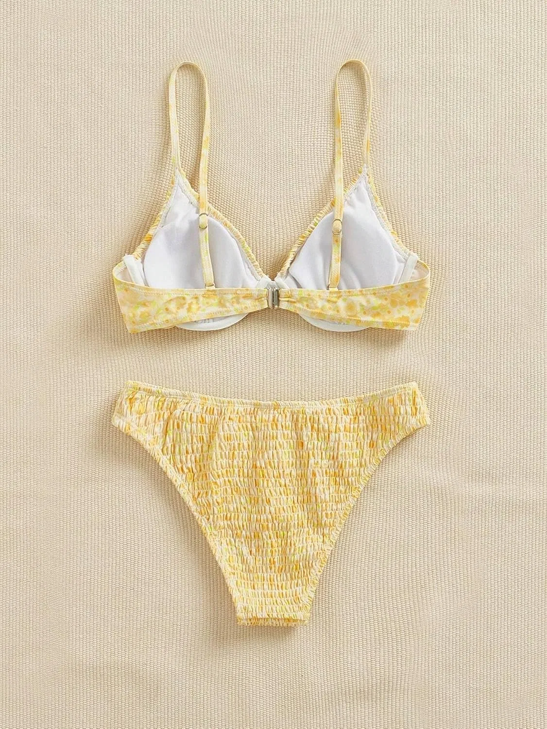 Женский бикини-комплект с завышенной талией Spaghetti Strap, Yellow — фото 4
