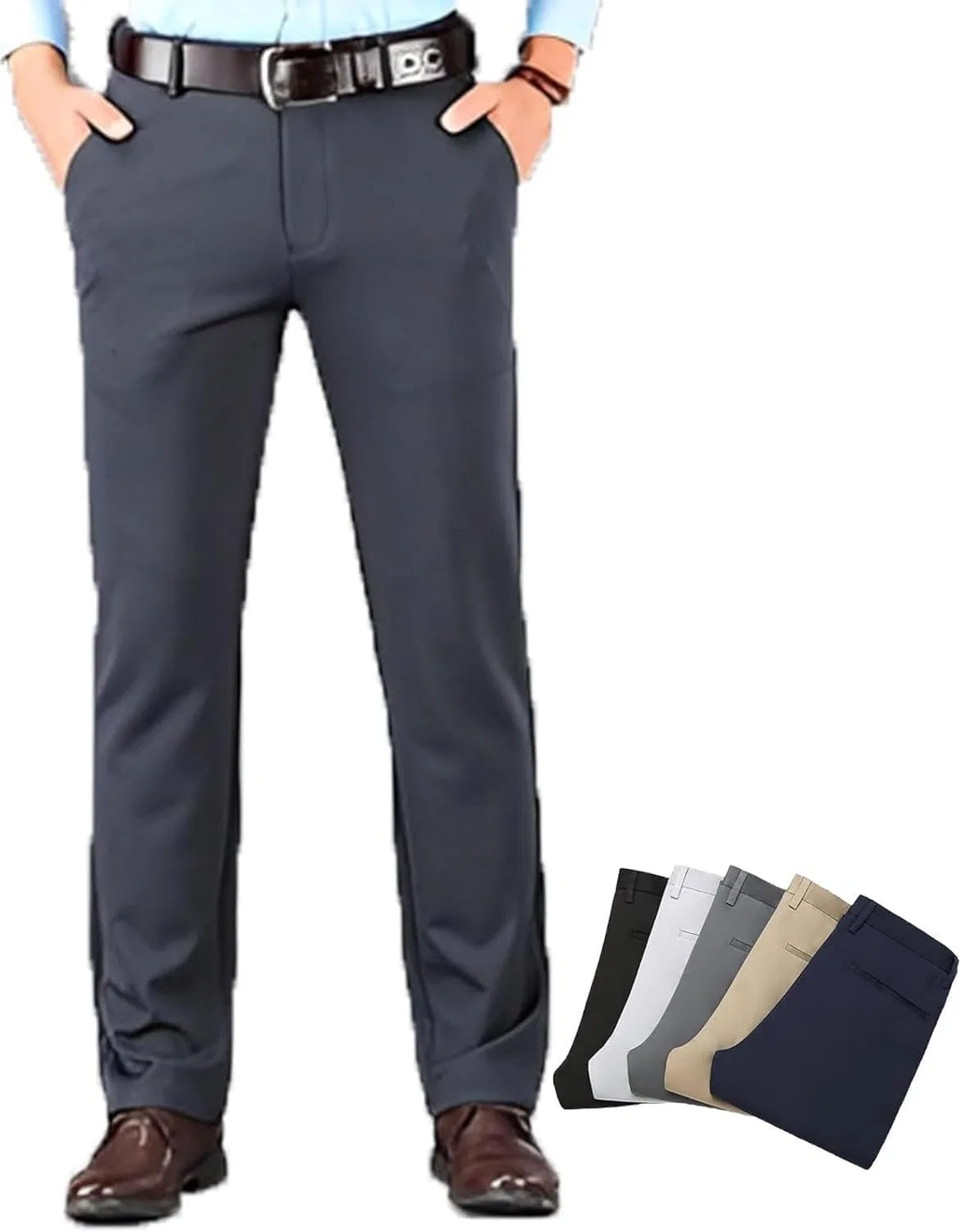 Мужские брюки прямого кроя с высокой посадкой Timelessflex, Dark Gray Thick