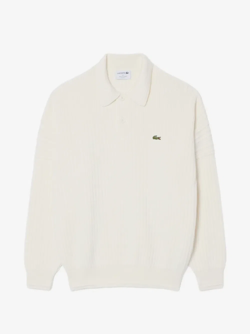 Свитер в рубчик с воротником поло Lacoste, бежевый