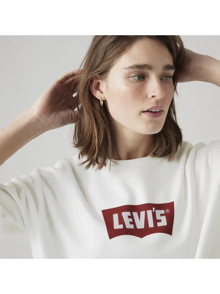 Женский свободный свитшот с логотипом Levi's, White — фото 4
