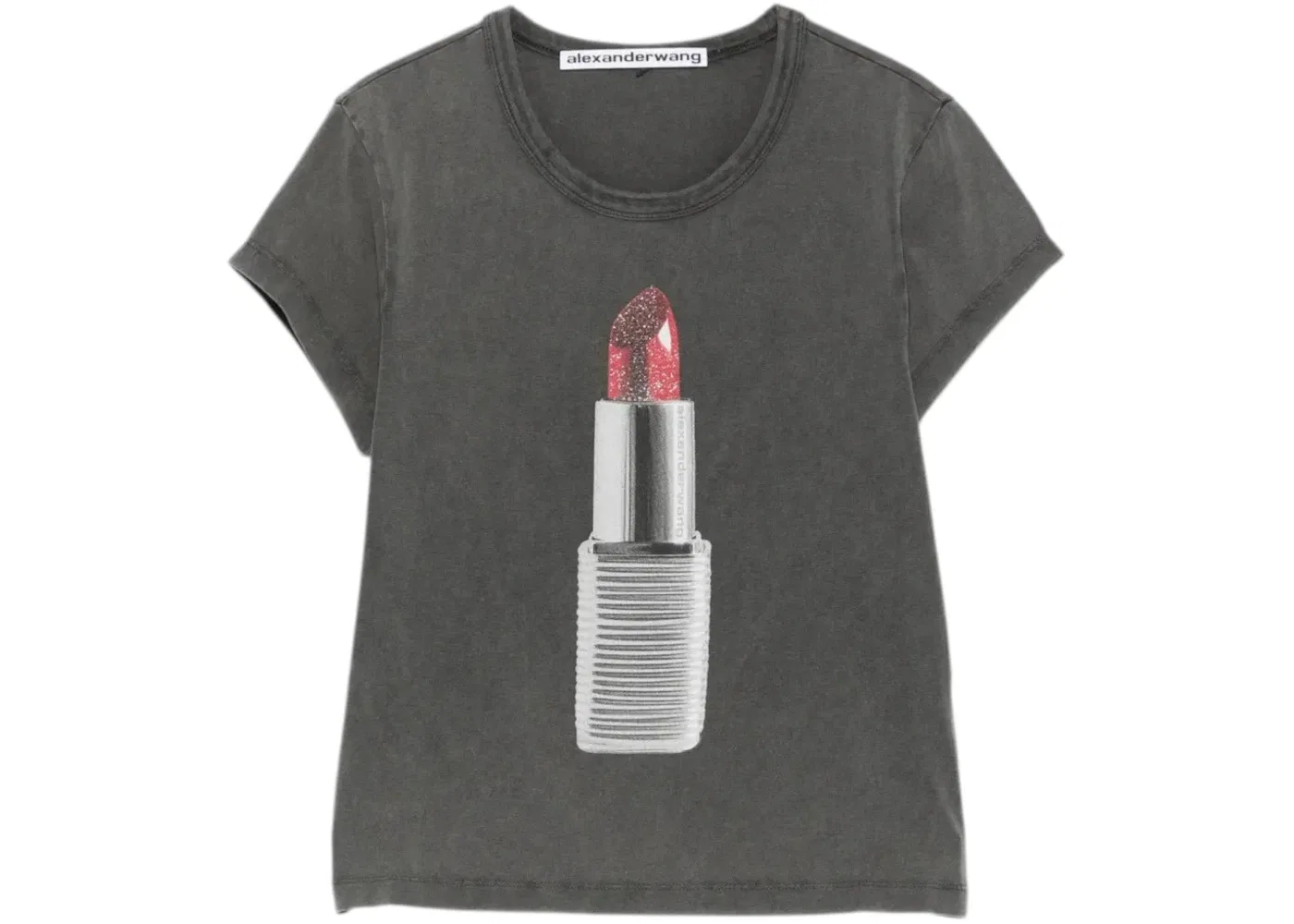 Женская футболка с принтом Lipstick Graphic Alexander Wang, Washed Black