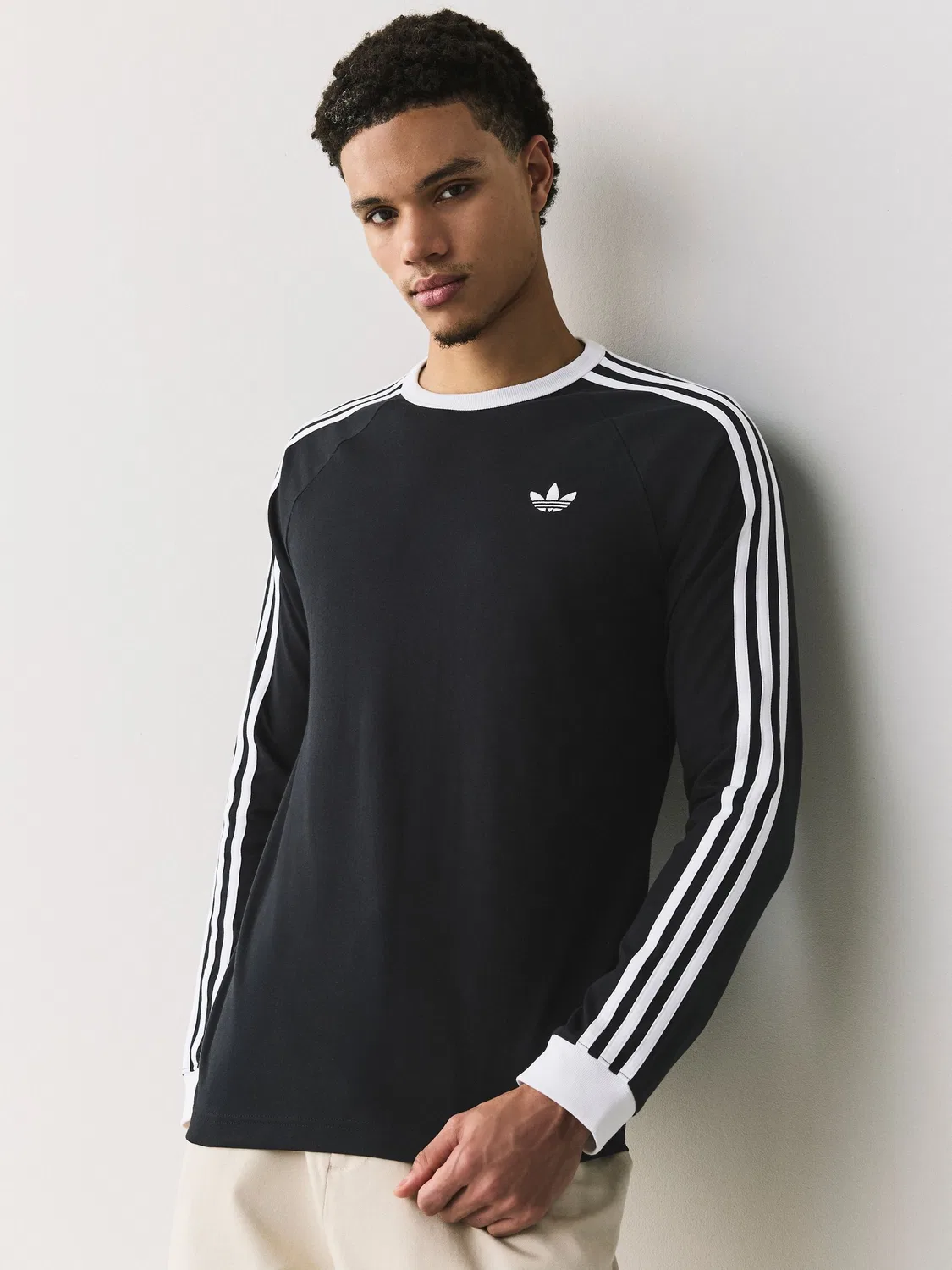 Футболка с длинным рукавом, 3-полоски, Adidas Originals, черный
