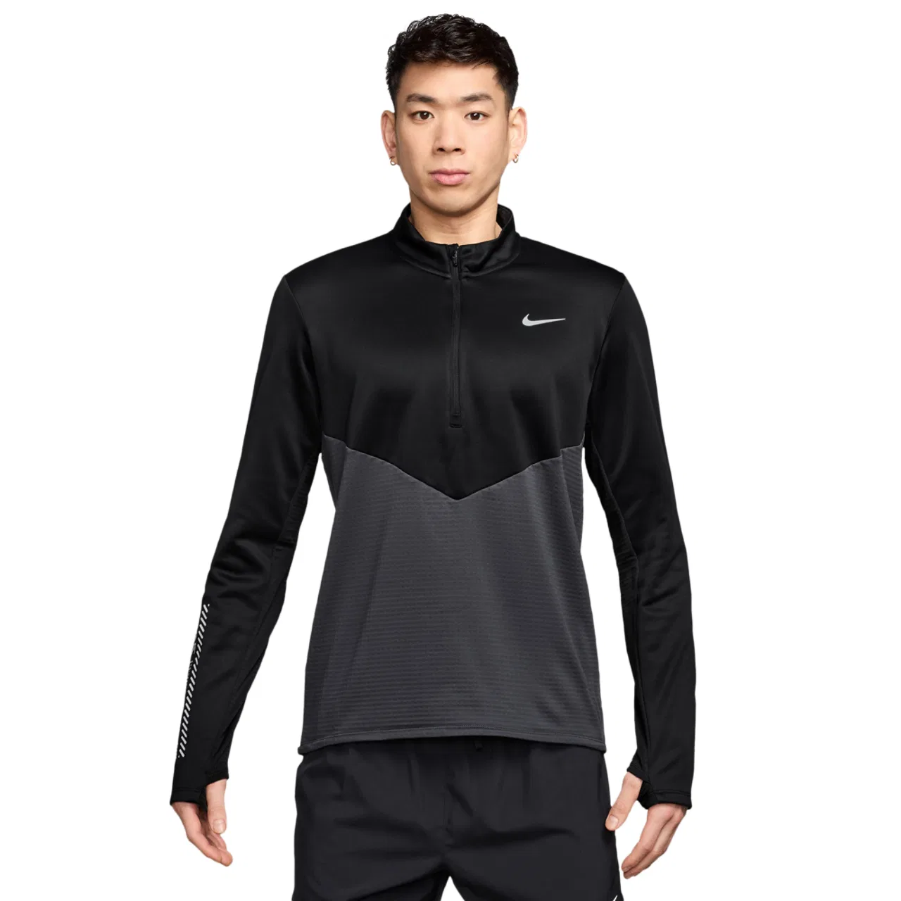 Мужская толстовка Nike Therma Fit Winterized Pacer Half Zip, черный/серый
