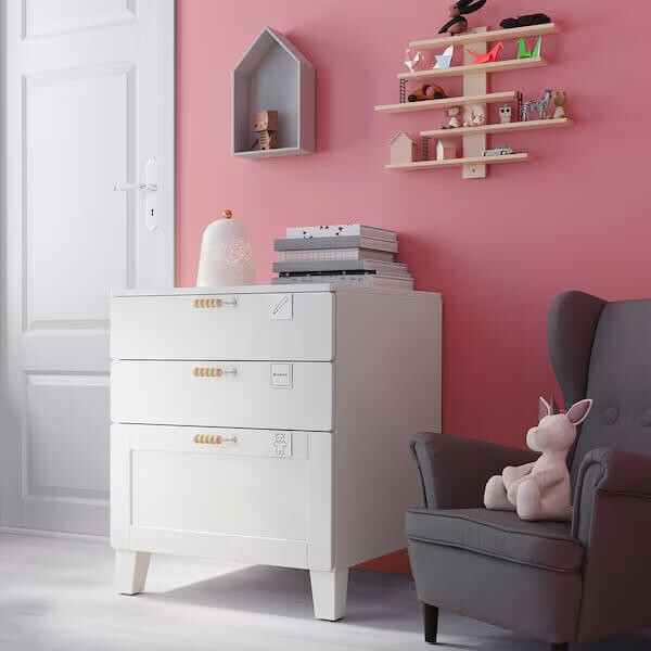 Комод с 3 ящиками Ikea Smastad/Platsa, 60х57х63 см, белый/белый — фото 4