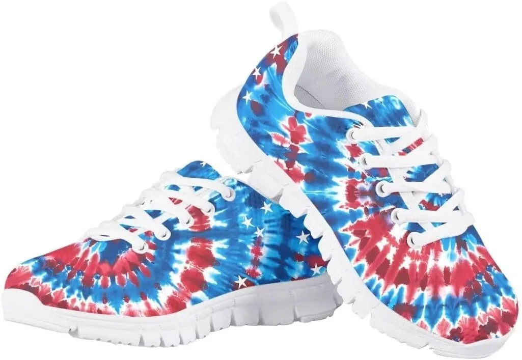 Детские кроссовки для мальчиков и девочек с дышащим верхом Pinupub, Stars Blue Red Tie Dye — фото 4