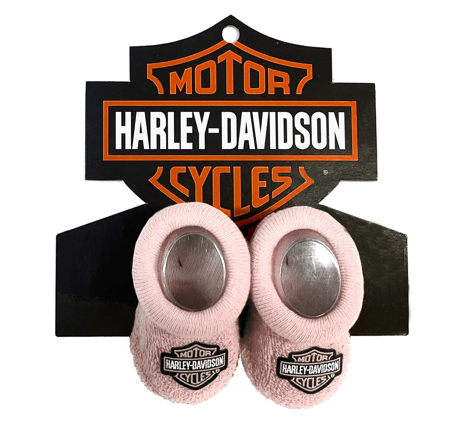 Детские пинетки-носки с принтом Infant Girls Bootie Socks Harley Davidson, Dusty Pink — фото 4
