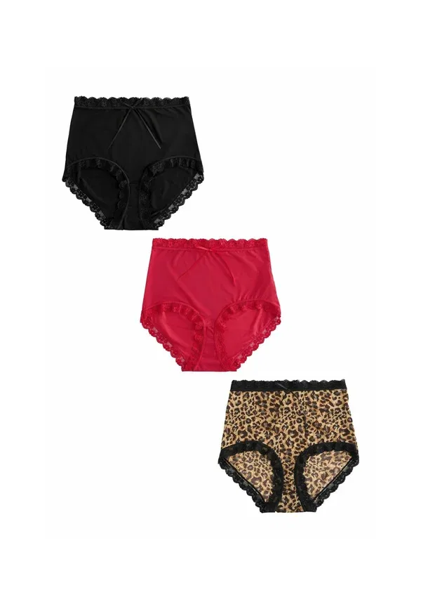 Комплект трусов Floral, Full brief fit - knickers 3 pack, Next, Animal, Red, черный/красный