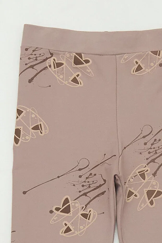 Детские леггинсы для девочек с принтом Heart Fulla Moda, Brown — фото 3
