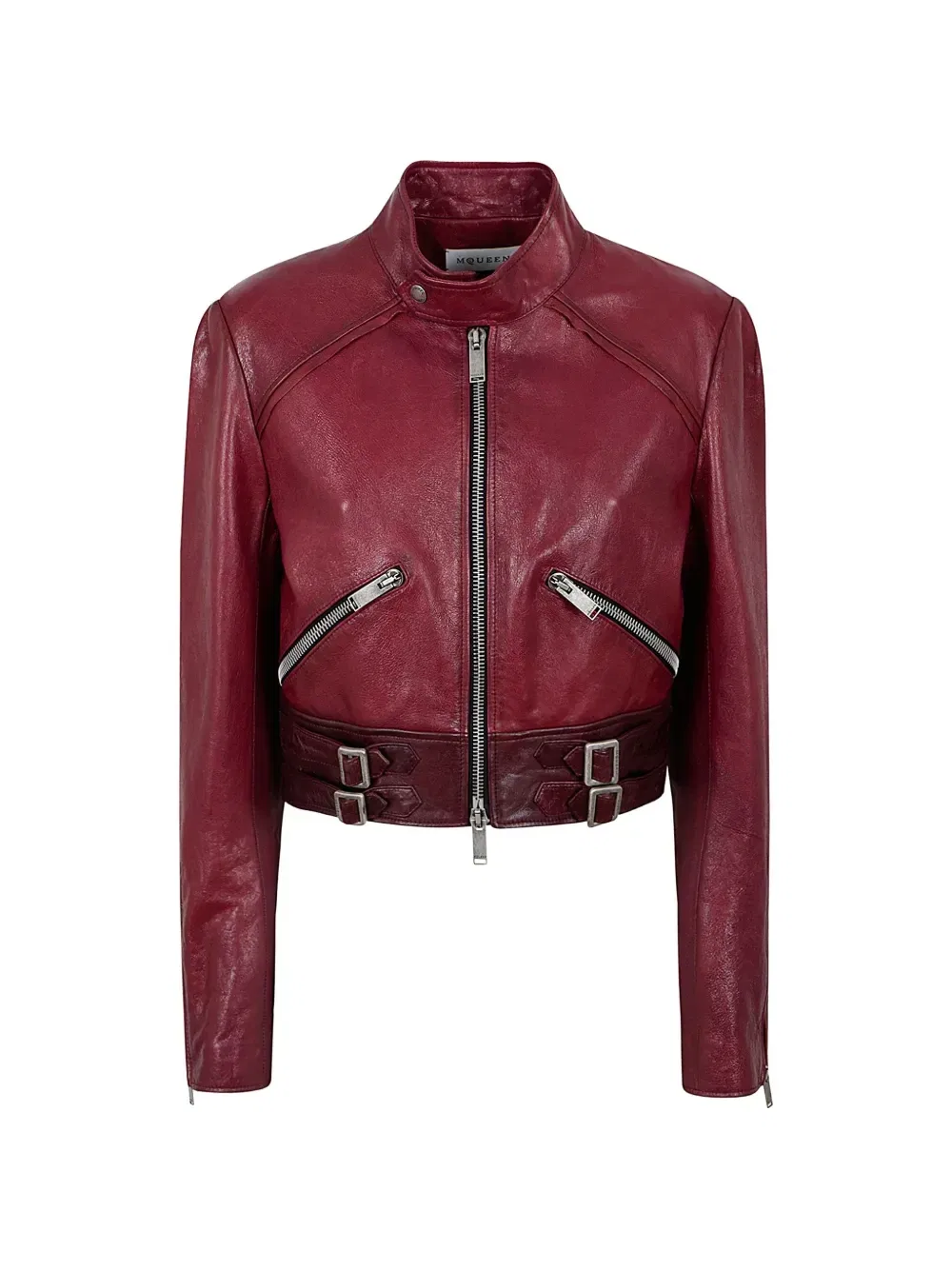Кожаная куртка с пряжками Alexander Mcqueen, красный