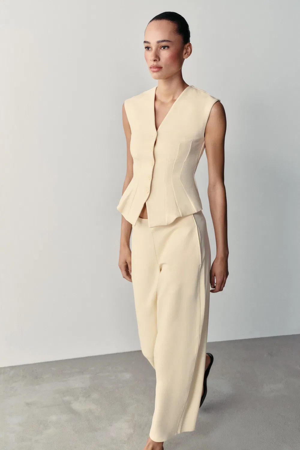 Брюки-баллоны с замковым соединением ZARA, Yellow — фото 4