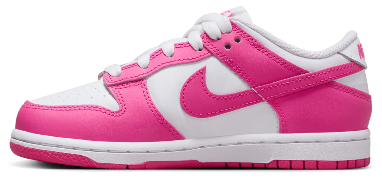 Кроссовки для девочек Dunk Low Nike, цвет Laser Fuchsia/White — фото 2