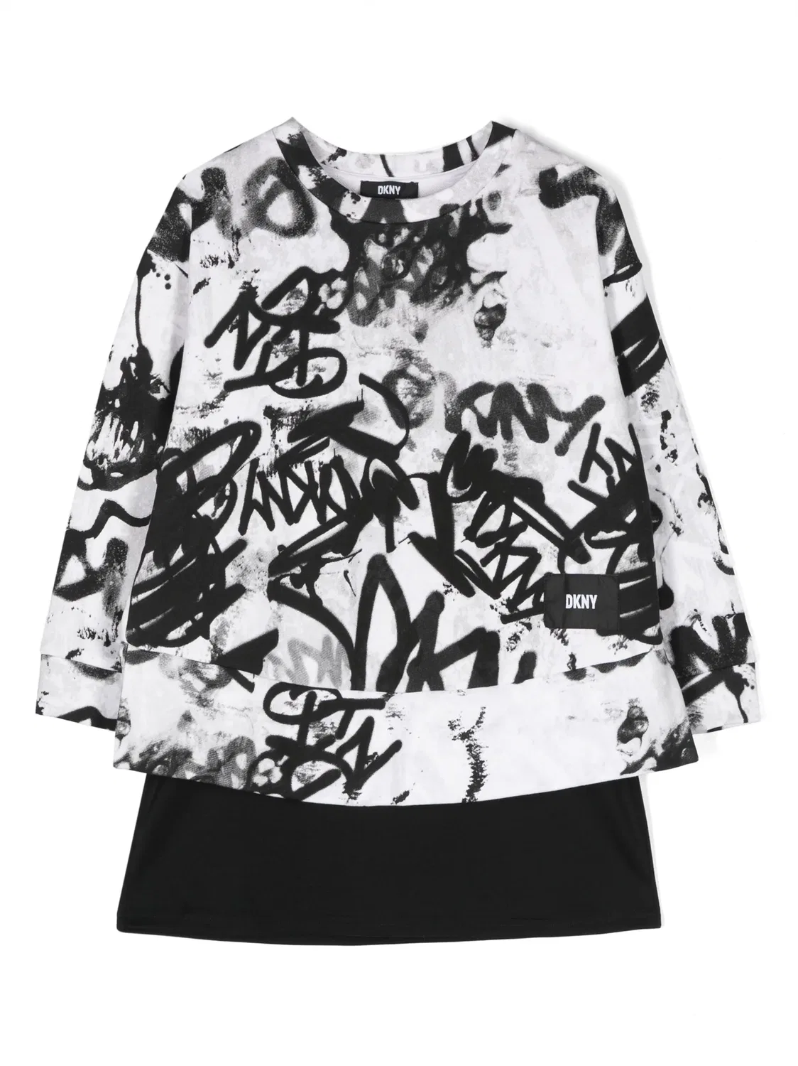 Мини-платье с граффити DKNY, белый