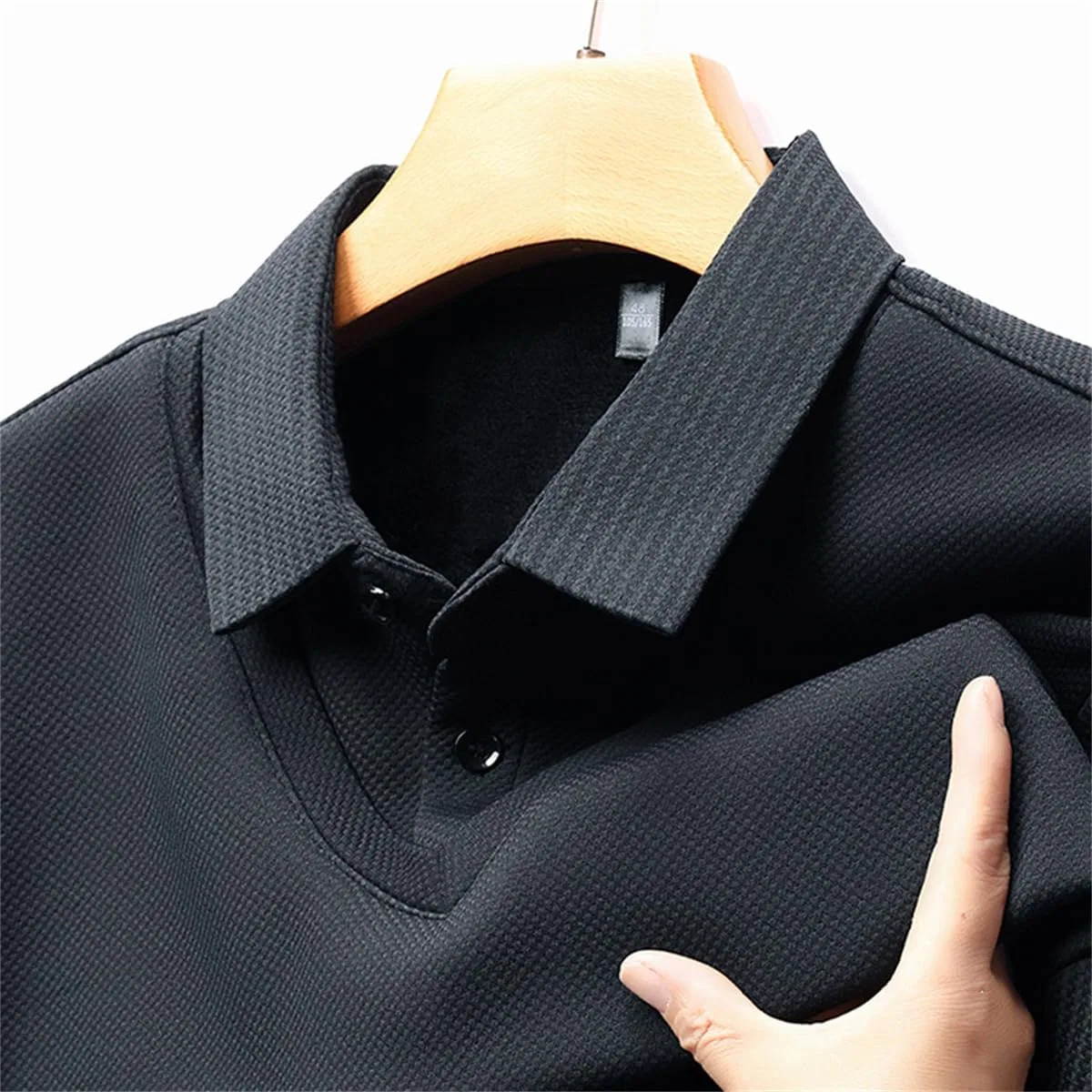 Мужская рубашка-поло с V-образным вырезом, Striped Lapel, серый — фото 4