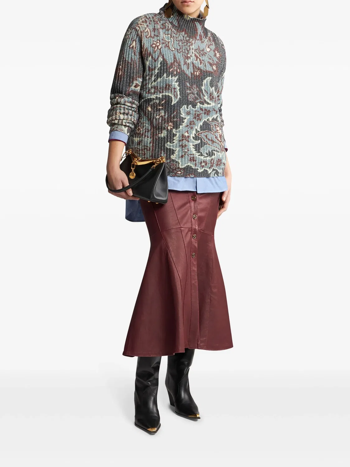 Свитер из шерсти с цветочным узором ETRO, синий — фото 4
