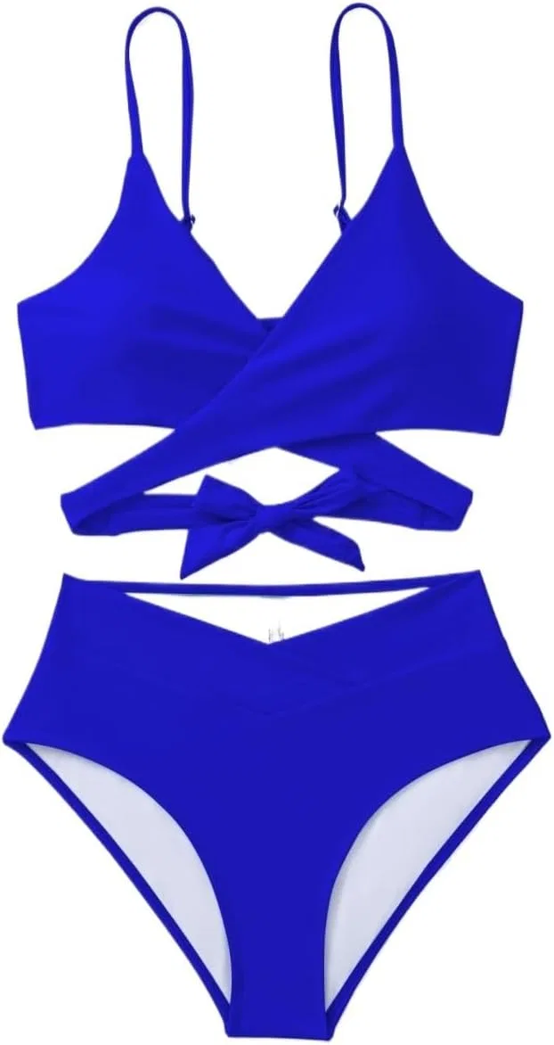 Женский бикини-сет с перекрестной завязкой на спине, Royal Blue — фото 3