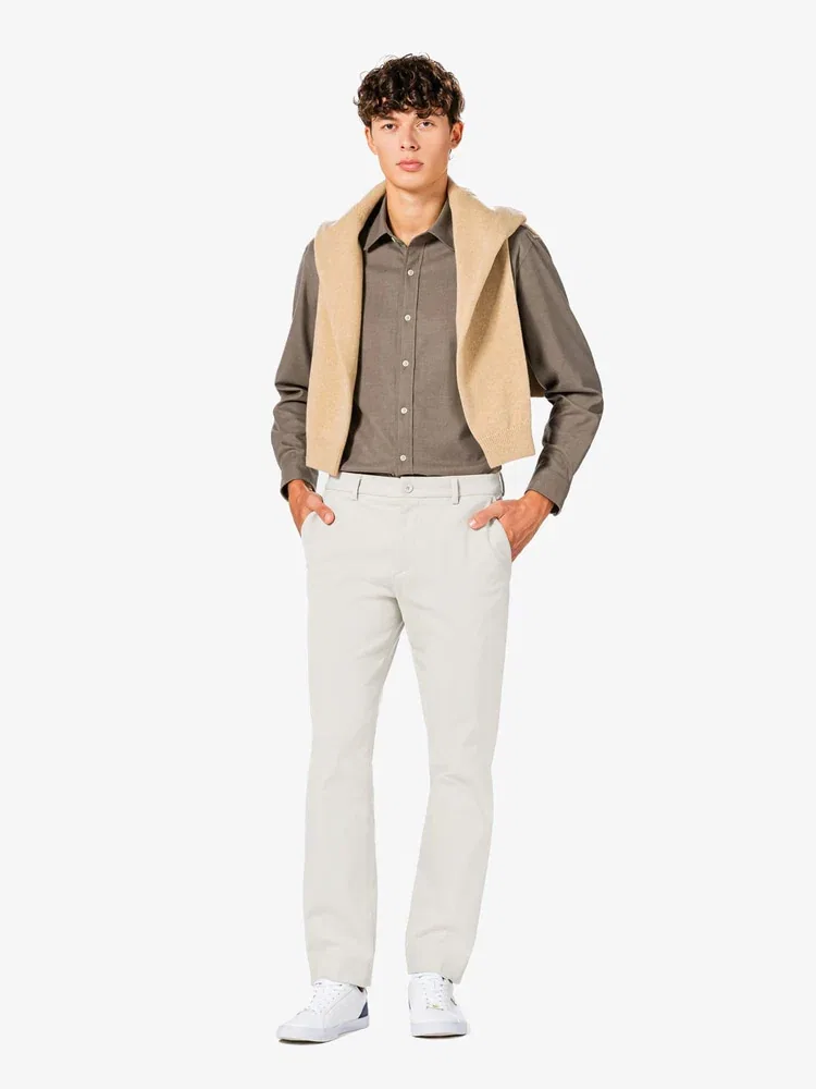 Рубашка с длинным рукавом фланелевая LACOSTE, Beige — фото 4
