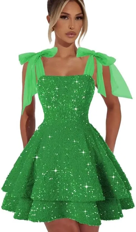 Коктейльное платье с пайетками YHW46, Green