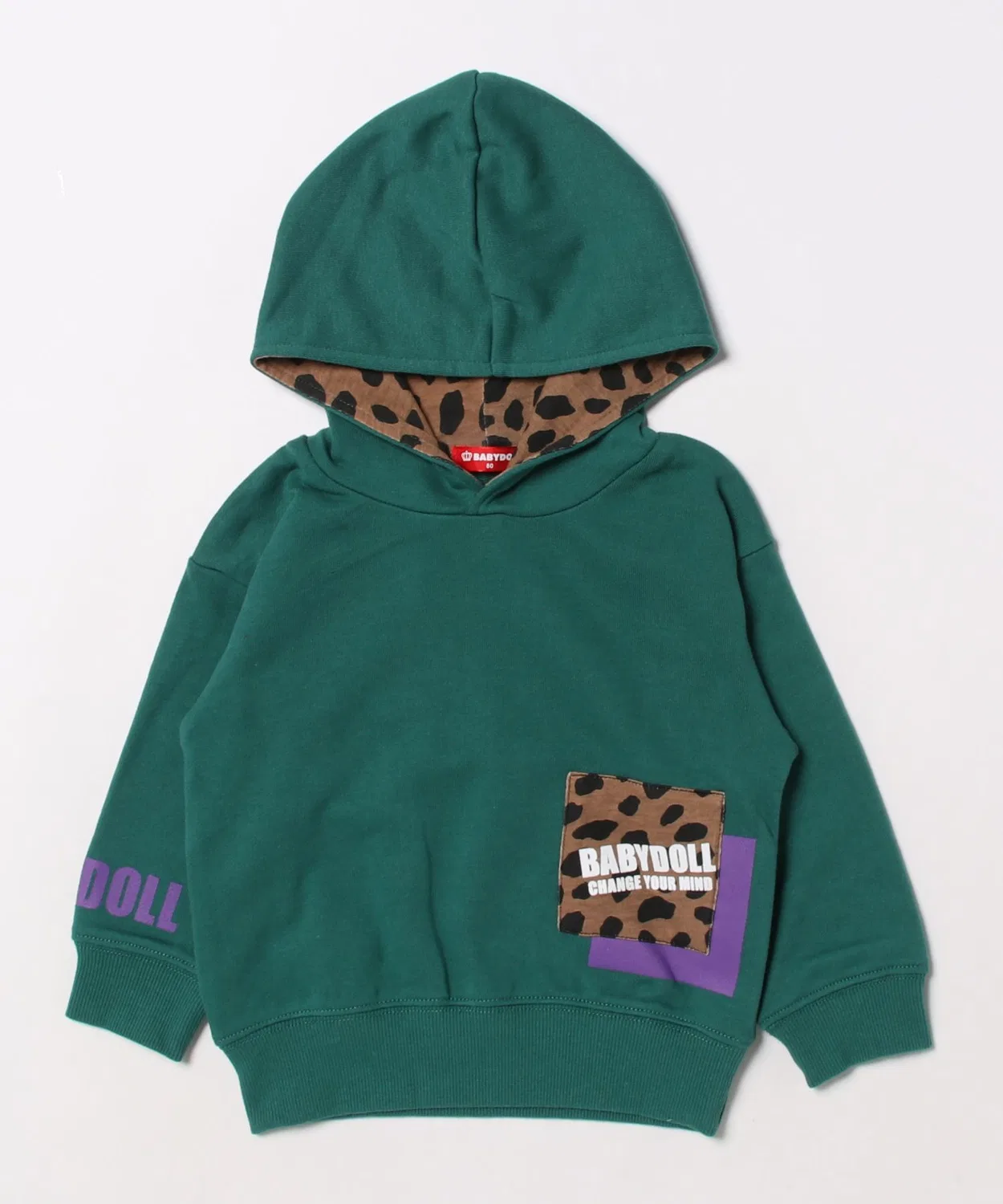 Детский худи с леопардовым принтом BABYDOLL, Green — фото 2