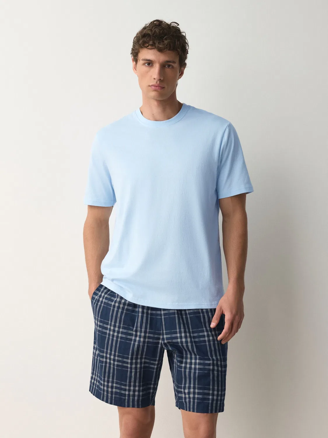 Пижама, из 100% хлопка, Blue Woven Short Sleeve Pyjamas Set Next, синий — фото 2