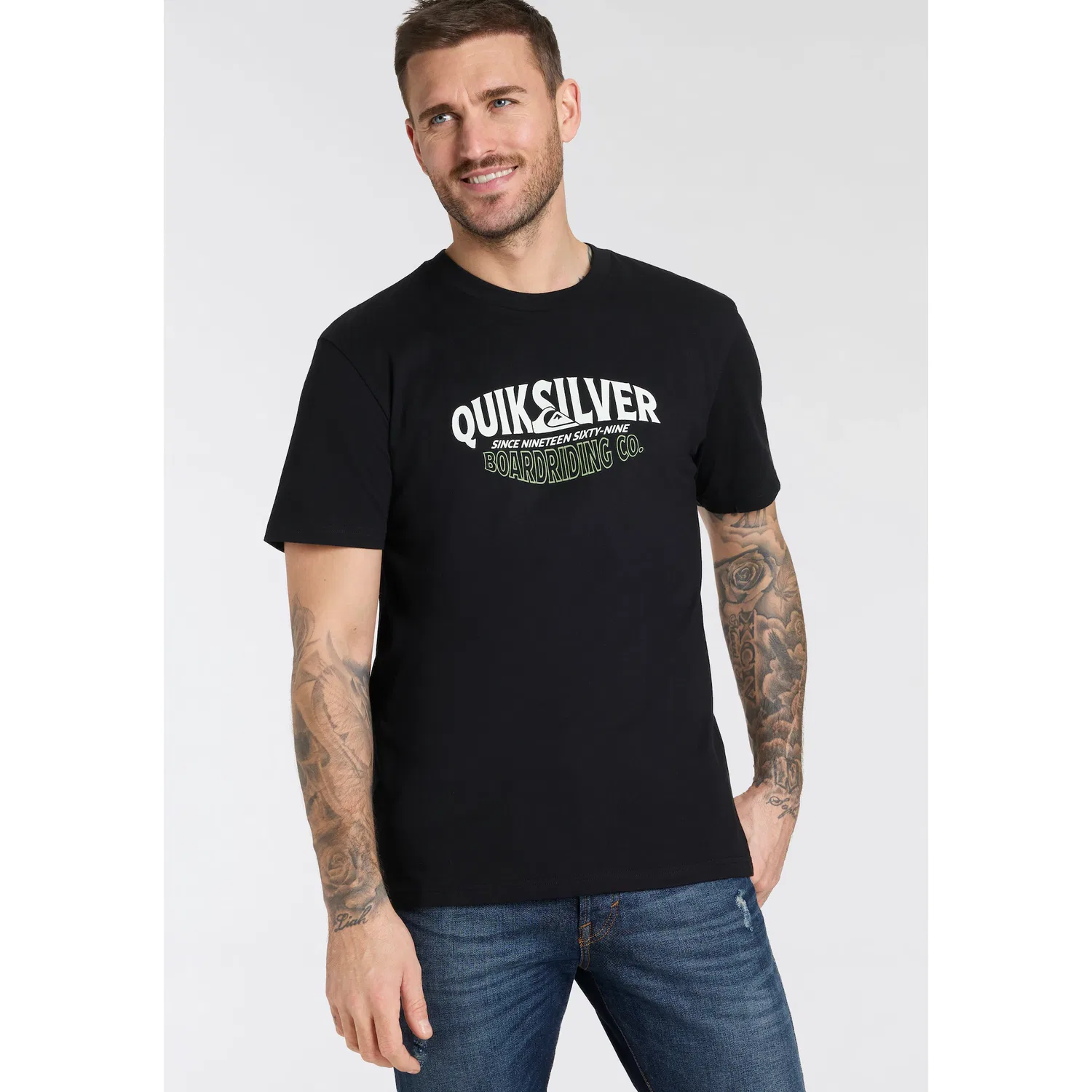 Детская хлопковая футболка с логотипом Quiksilver, White + Black — фото 2