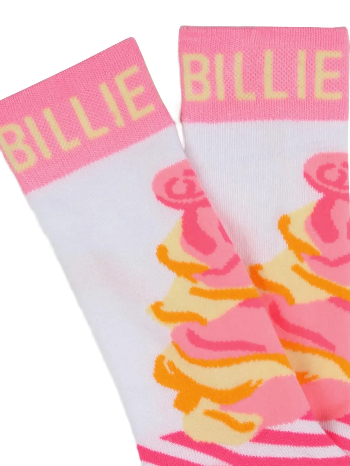 Носки с полосатым принтом и логотипом-интарсией Billieblush, розовый — фото 3