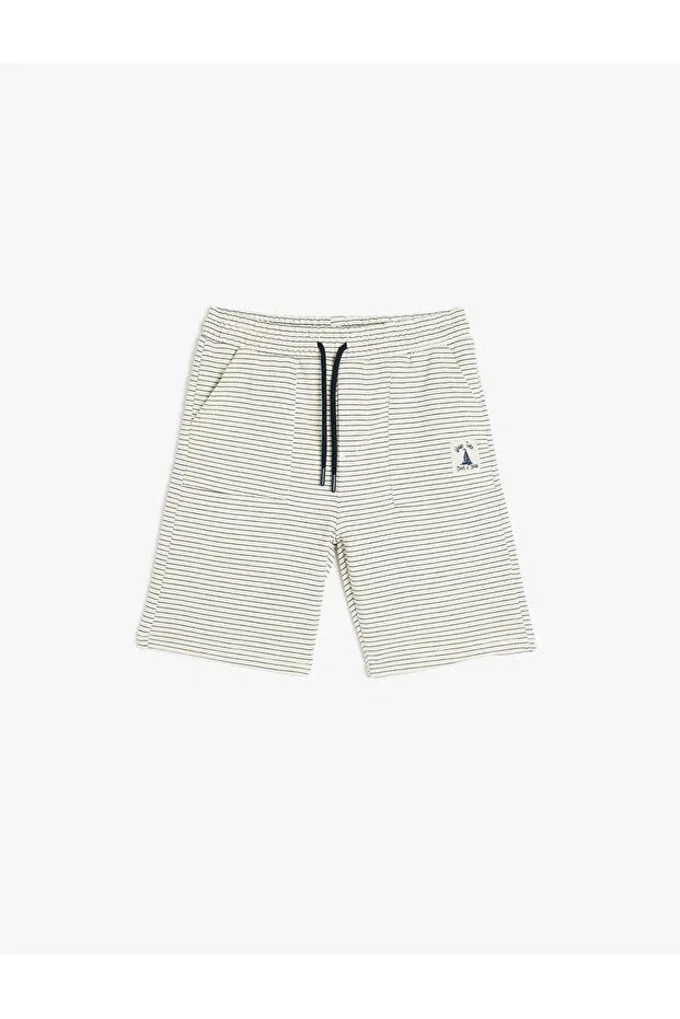 Детские шорты для мальчиков хлопковые Striped cotton bermuda shorts with lace-up waist Koton, Navy Blue Striped